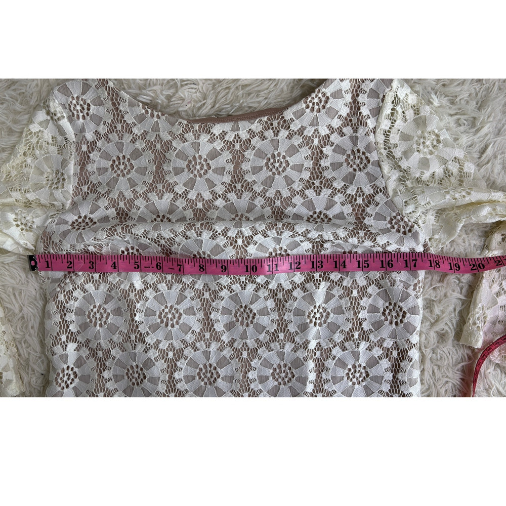 Vince Camuto Womens Size 12 White Lace Nude Lined Sheath Dress #0416 - Picture 9 of 12